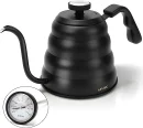 Pour Over Coffee Kettle – Black Gooseneck Kettle with Thermometer
